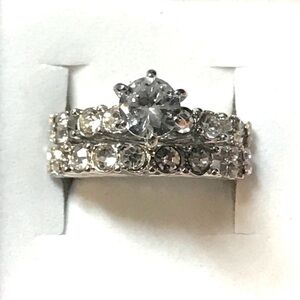 New Sterling silver white sapphire wedding ring  set size 5.5